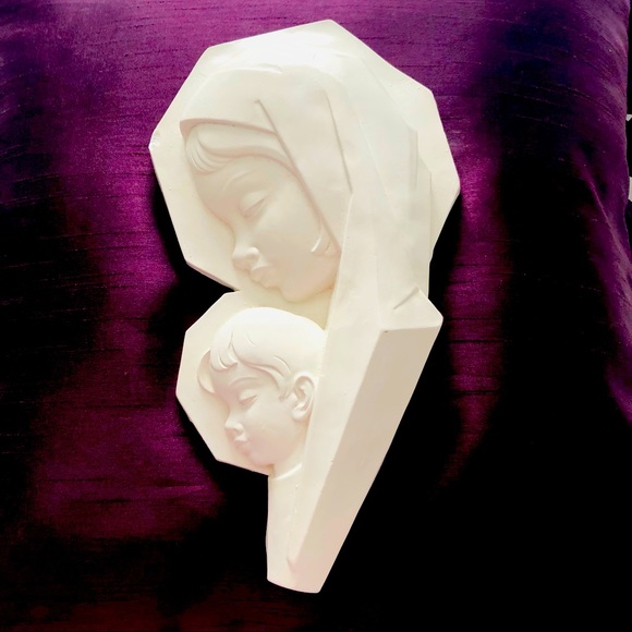 Other - Vintage Virgin Mary and Baby Jesus Bas Relief Plaque Madonna Religious, Catholic